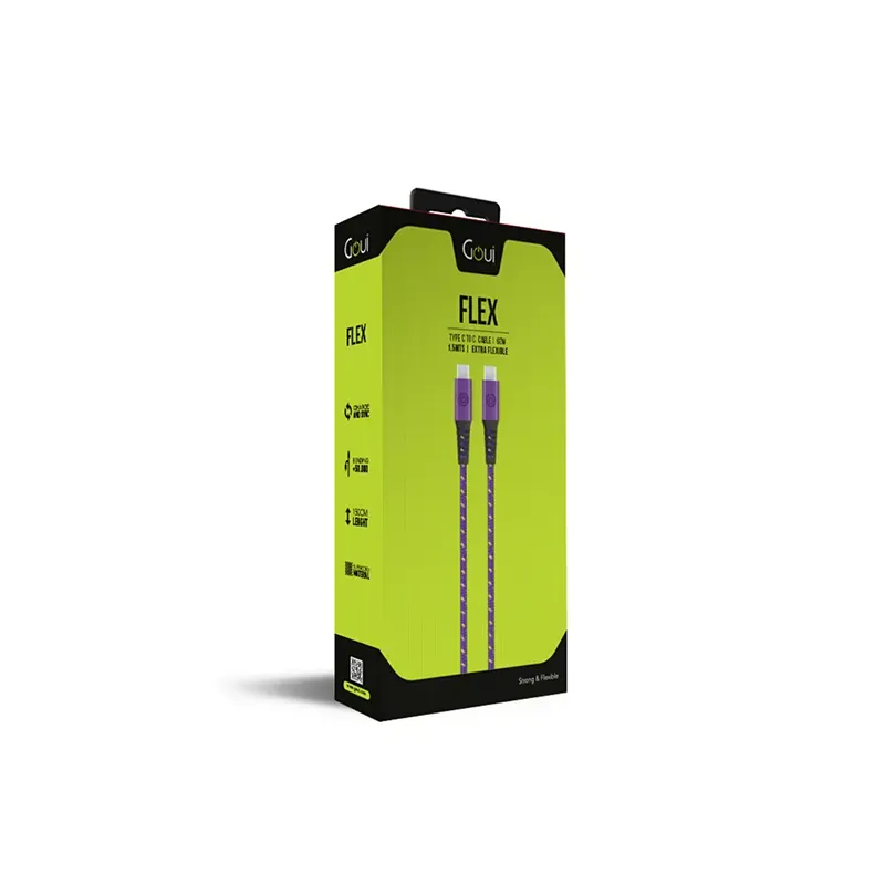 GOUI FLEX FASHION CABLE TYPE-C vers TYPE-C (1,5m) 60W Violet Jaune