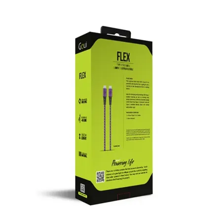 GOUI FLEX FASHION CABLE TYPE-C vers TYPE-C (1,5m) 60W Violet Jaune