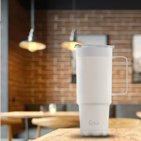 GOUI TUMBLER STEEL CUP WITH HANDLE White