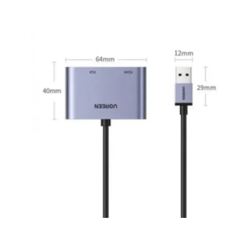 adaptateur ugreen usb 3.0 vers hdmi et vga – double affichage full hd (20518)