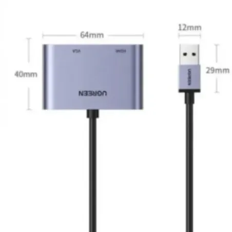 adaptateur ugreen usb 3.0 vers hdmi et vga – double affichage full hd (20518)