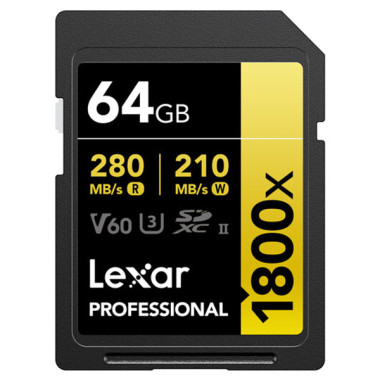 LEXAR 64GB PROFESSIONAL 1800X UHS-II SDXC GOLD Series