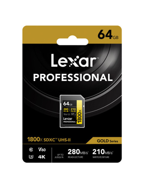 LEXAR 64GB PROFESSIONAL 1800X UHS-II SDXC GOLD Series