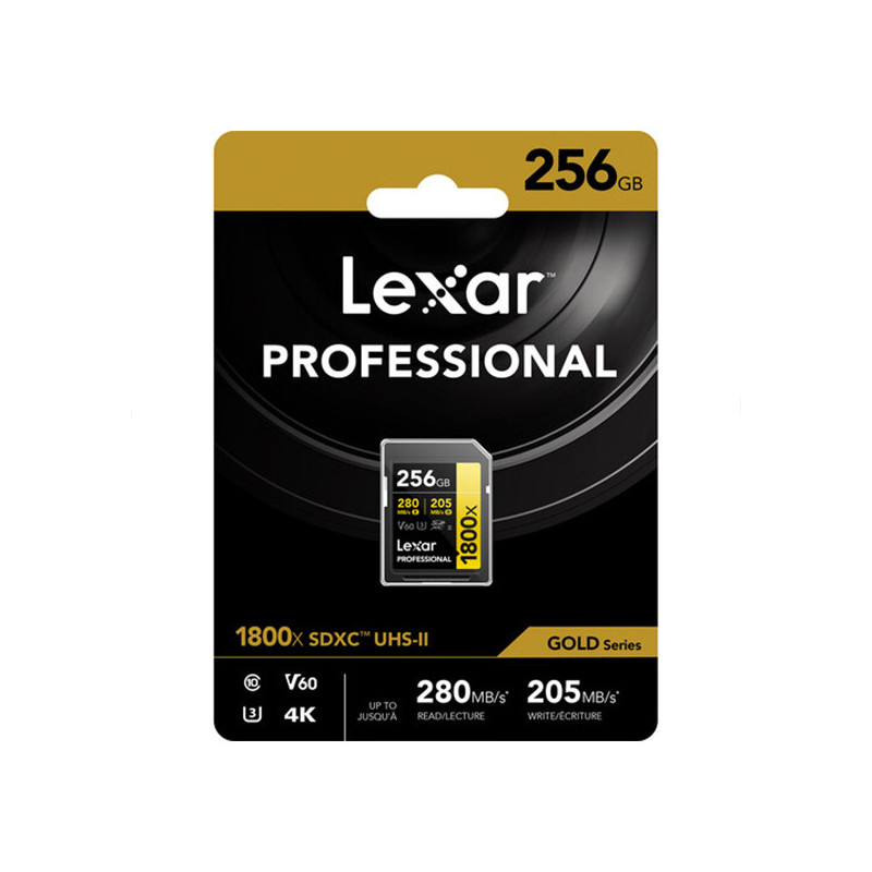LEXAR 256GB PROFESSIONAL 1800X UHS-II SDXC GOLD Series