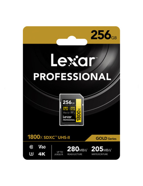 LEXAR 256GB PROFESSIONAL 1800X UHS-II SDXC GOLD Series