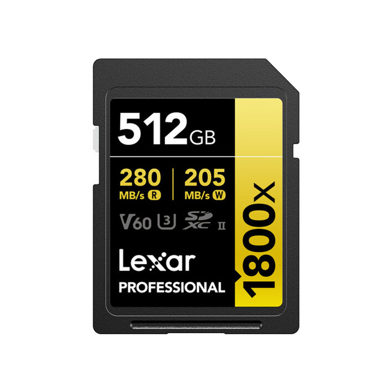 LEXAR 512GB PROFESSIONAL 1800X UHS-II SDXC GOLD Series