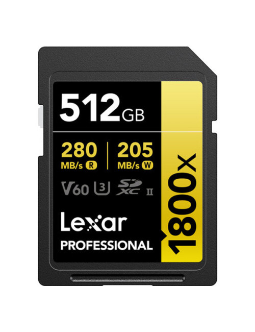 LEXAR 512GB PROFESSIONAL 1800X UHS-II SDXC GOLD Series