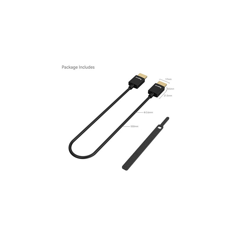 SMALLRIG Ultra-Slim 4K HDMI Cable Male vers Male 55cm R2957B