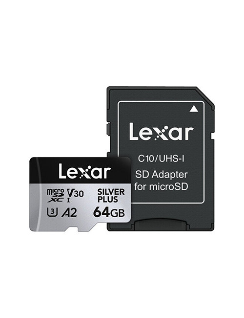 LEXAR 64GB PROFESSIONAL SILVER PLUS UHS-I microSDXC with SD Adapter