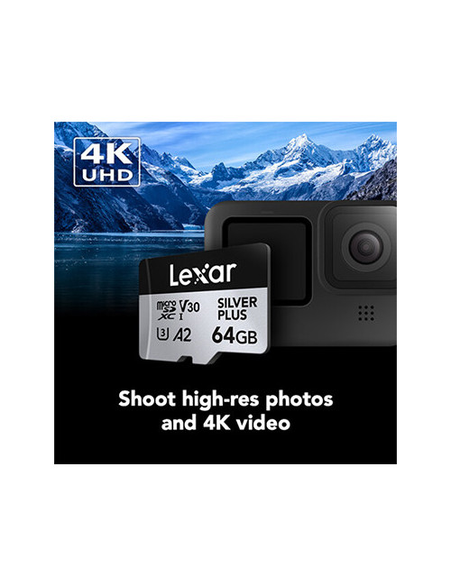 LEXAR 64GB PROFESSIONAL SILVER PLUS UHS-I microSDXC with SD Adapter