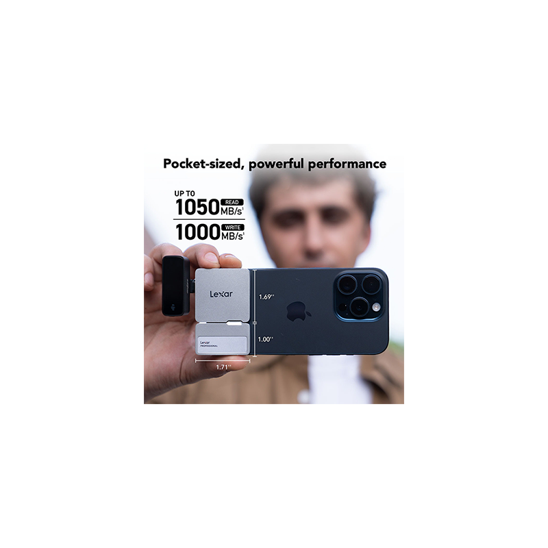 LEXAR 1TB PROFESSIONAL Go PORTABLE SSD avec HUB Gris