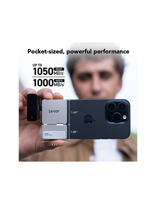 LEXAR 1TB PROFESSIONAL Go PORTABLE SSD avec HUB Gris