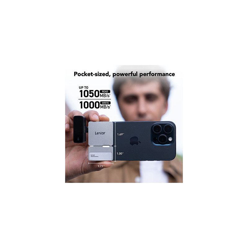 LEXAR 2TB PROFESSIONAL Go PORTABLE SSD avec HUB Gris