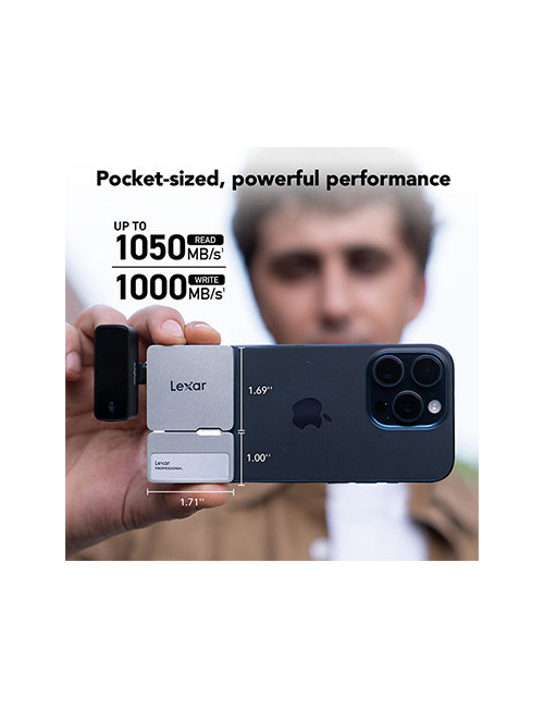 LEXAR 2TB PROFESSIONAL Go PORTABLE SSD avec HUB Gris