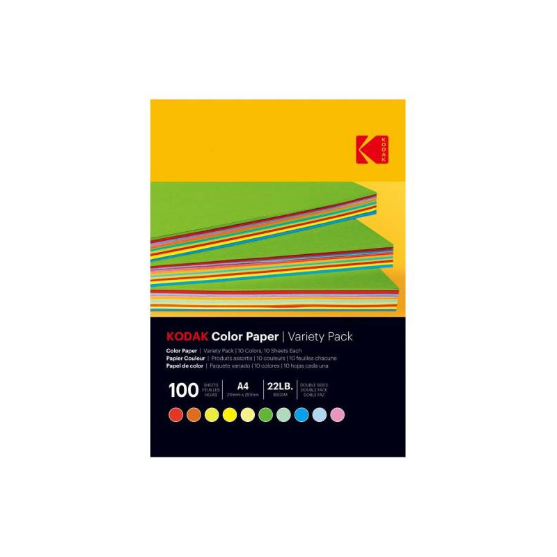 KODAK PAPIER COULEUR PACK 100 FEUILLES 80G