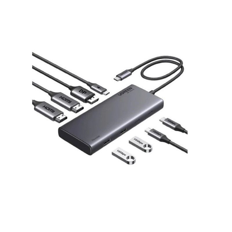 UGREEN STATION D'ACCUEIL USB-C 8 en 1 (HDMIx2 + DP 4K) (35625)