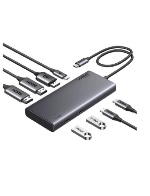 UGREEN STATION D'ACCUEIL USB-C 8 en 1 (HDMIx2 + DP 4K) (35625)