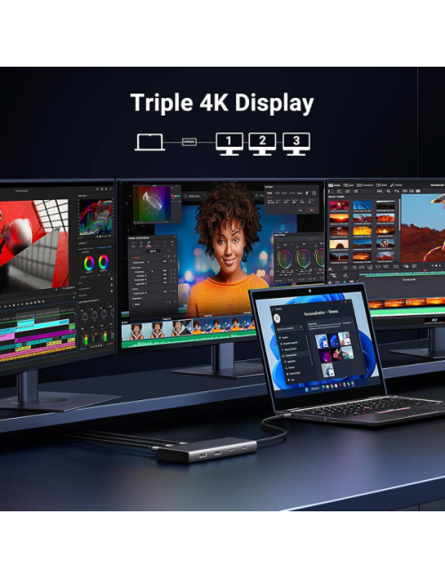 UGREEN STATION D'ACCUEIL USB-C 8 en 1 (HDMIx2 + DP 4K) (35625)