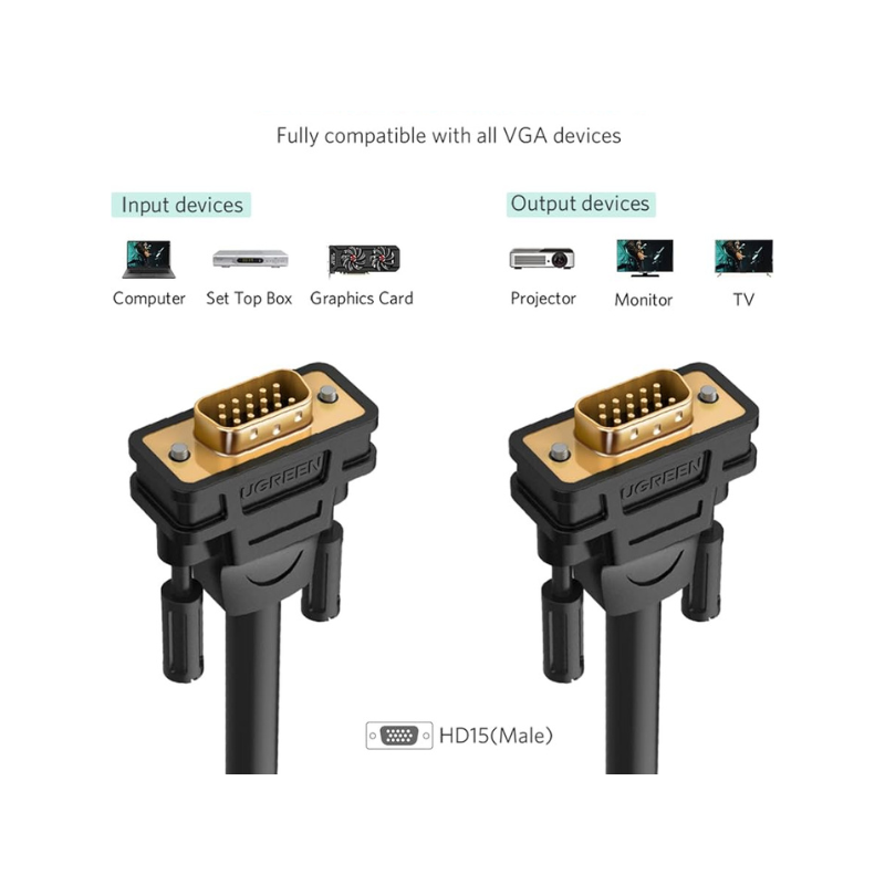 UGREEN CABLE VGA MALE VERS MALE 2M (11646)