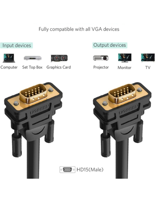 UGREEN CABLE VGA MALE VERS MALE 2M (11646)