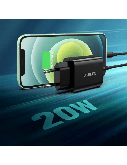 UGREEN CHARGEUR TYPE C 20W NOIR (10191)