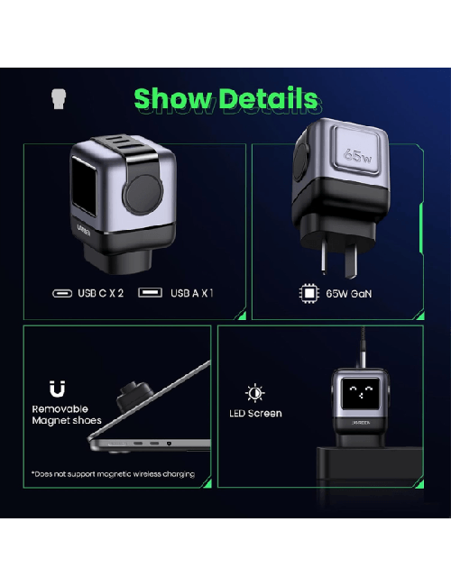 UGREEN CHARGEUR 65W UNO 3 PORTS (25685B)