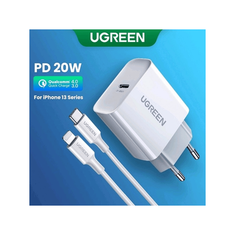 UGREEN USB-C 20W PD CHARGEUR + 1M CABLE (50698)