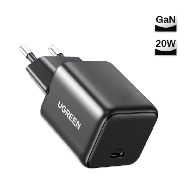 UGREEN CHARGEUR RAPIDE 20W USB-C GaN EUN NOIR (55553)