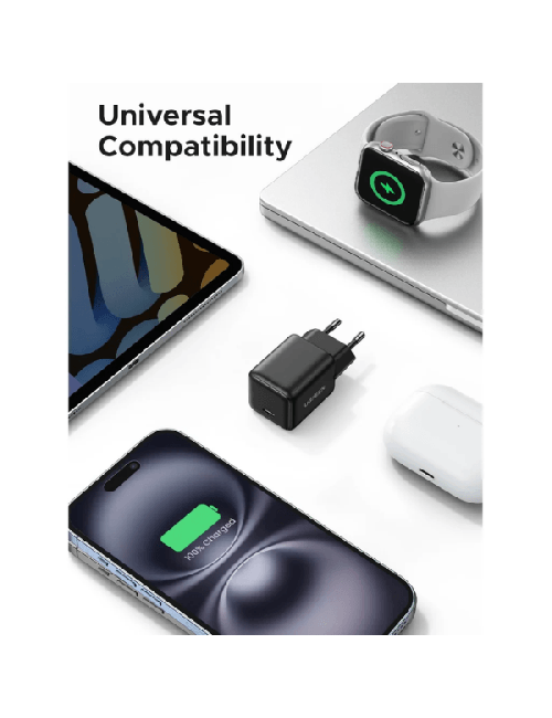 UGREEN CHARGEUR RAPIDE 30W USB-C GaN NOIR (65007)