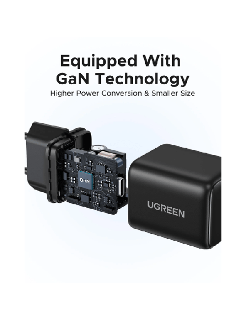 UGREEN CHARGEUR RAPIDE 30W USB-C GaN NOIR (65007)