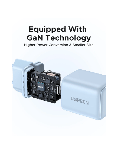 UGREEN CHARGEUR RAPIDE 30W USB-C GAN BLEU (65010)
