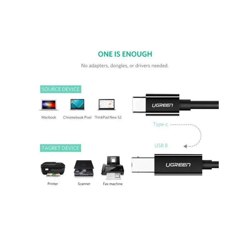 Ugreen USB-C to BM Black 2M (50446)