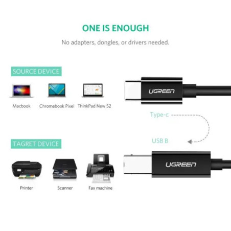 Ugreen USB-C to BM Black 2M (50446)