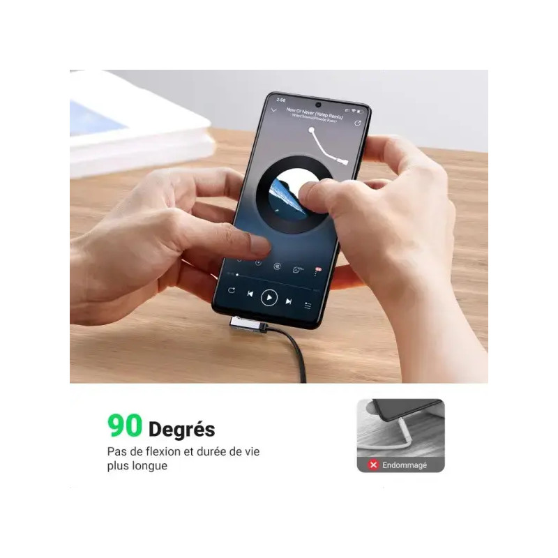Ugreen Cable Audio Jack flat Angled 3.5mm Male to Male 1.5M (10598)