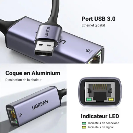 Ugreen Aluminium USB 3.0 to RJ45 Adapter (50922)