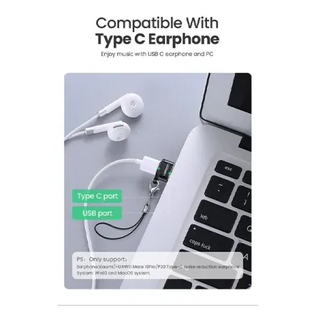 UGREEN ADAPTATEUR USB-A MALE 2.0 TO USB-C FEMALE NOIR (50568)