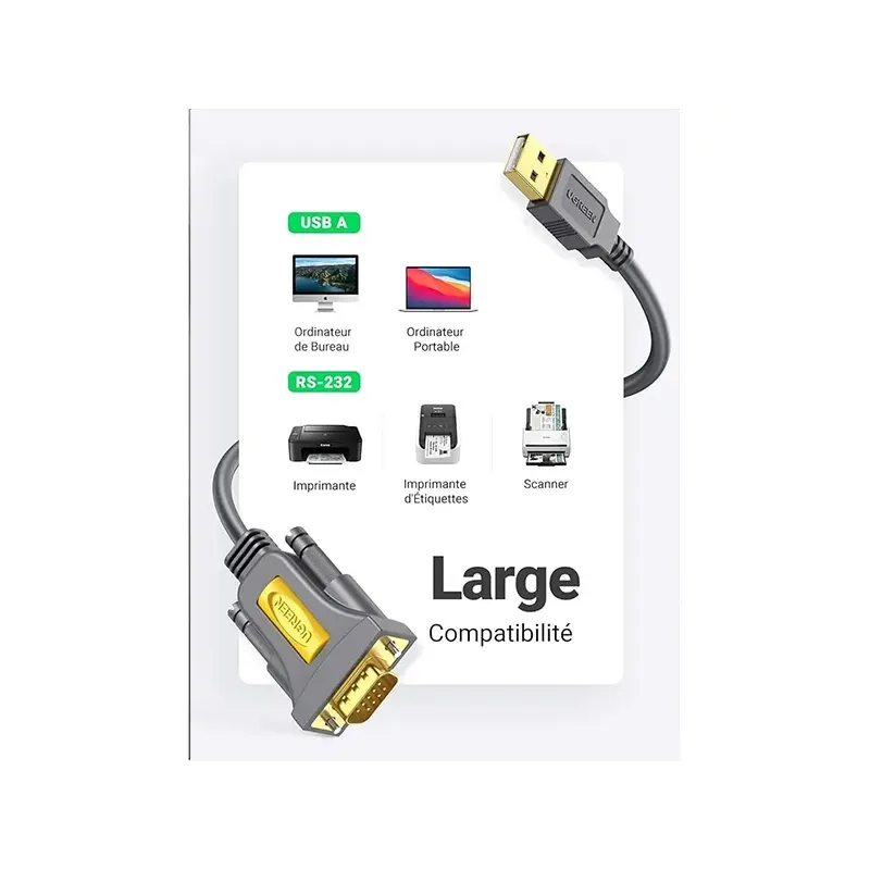 UGREEN ADAPTATEUR USB 2.0 TO DB9 RS-232 MALE 1.5M (20211)