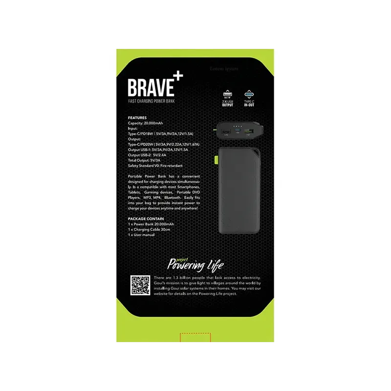 GOUI BRAVE PLUS 20 POWER BANK 20000 mAh 20w